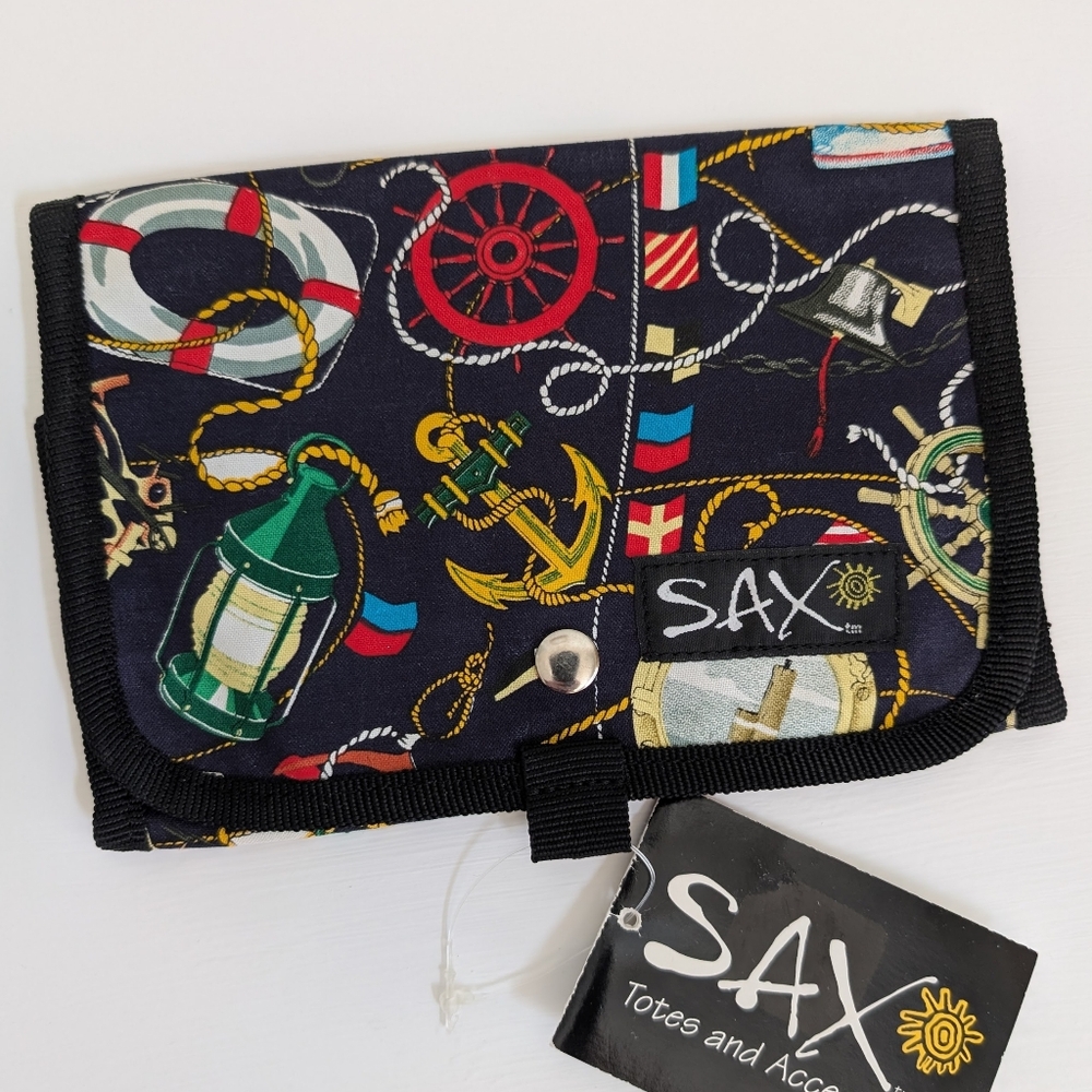 SAX Totes Maritime Nautical Fabric Book Cover Protector Marine Travel Bag NWT